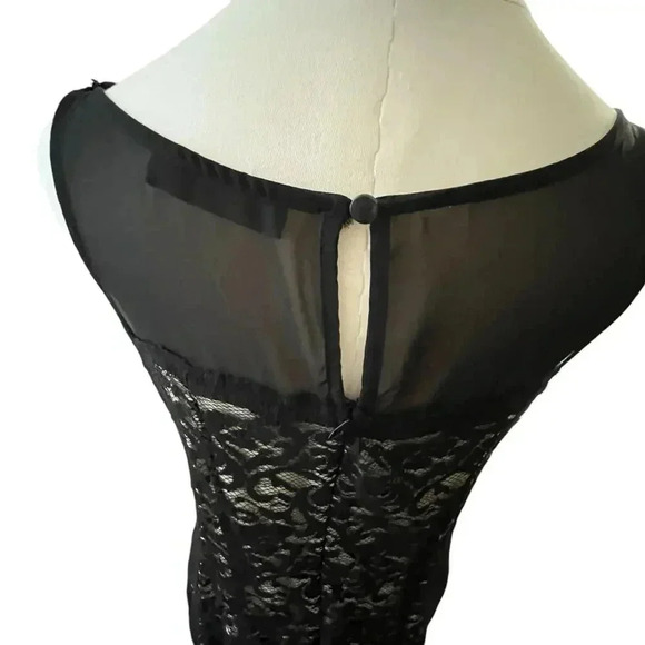 Whimsigoth Black Lace Cocktail Dress‎ One Shoulder Rosette The Limited L - Picture 3 of 16